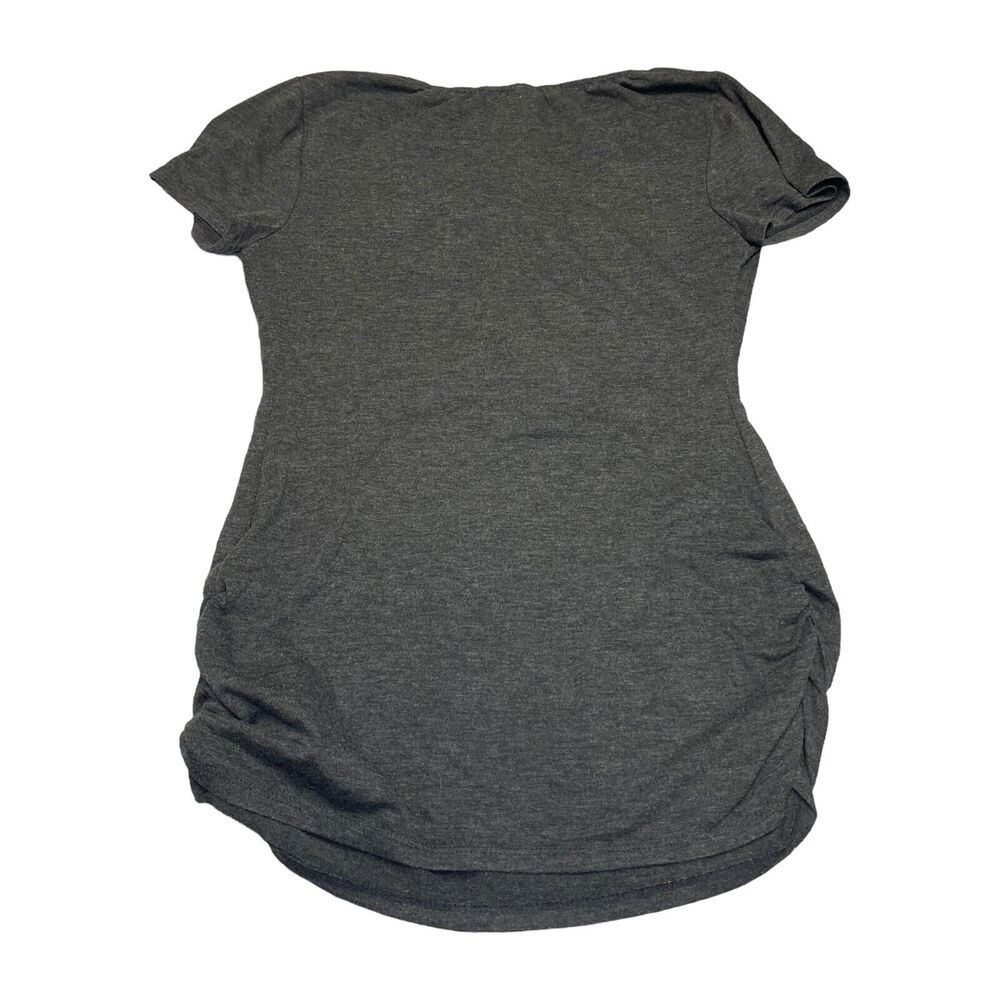 Motherhood Maternity Blouse Top Women's Small Gray Stretch V-Neck Short Sleeve - Picture 2 of 9